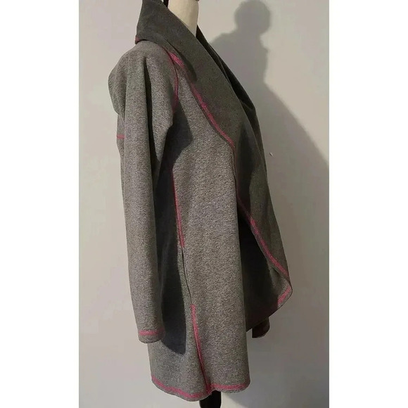 WOMEN'S DREW UMA COTTON BLEND FLEECE JACKET CARDIGAN GREY PINK ACCENTS SZ XS NEW - Picture 4 of 6